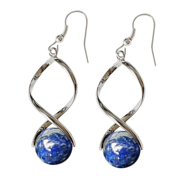Boucles d'Oreille Lapis Lazuli Billes 12 mm