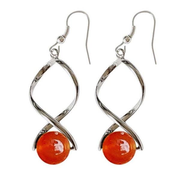 Boucles d'Oreilles Cornaline Billes 10 mm