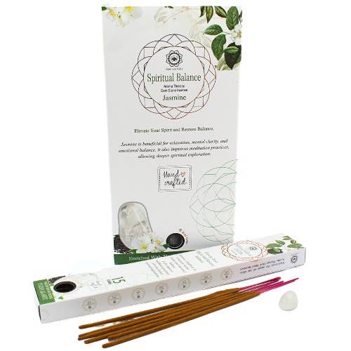 Encens Goloka Manifestations – Amour & Clarté au Jasmin avec Quartz Clair