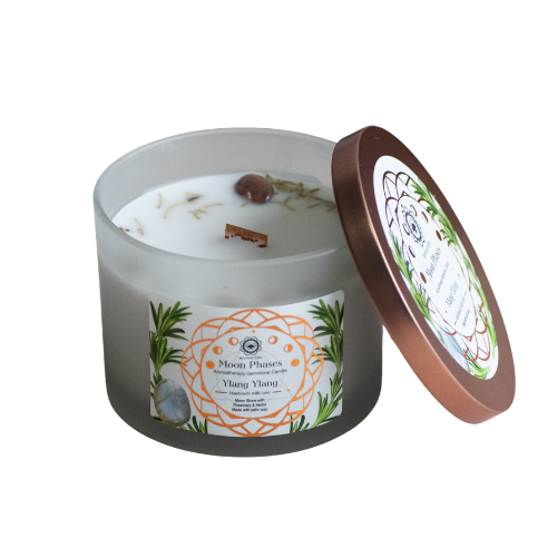 Bougie Parfumée Pierre Précieuse – Phases de la Lune au Romarin (256 g)
