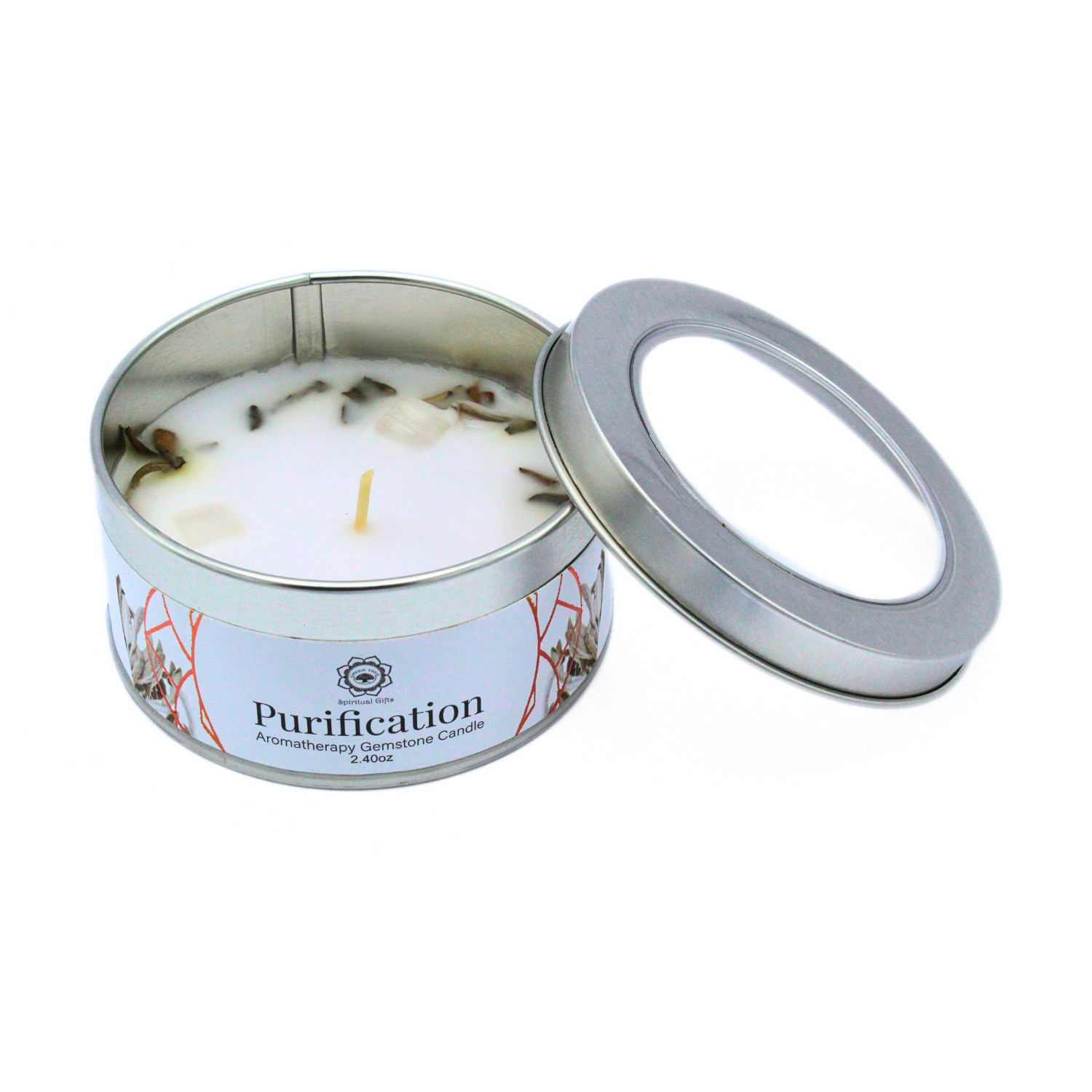 Bougie Parfumée Pierre Précieuse – Arbre Vert Purification à la Sauge Blanche (70 g)