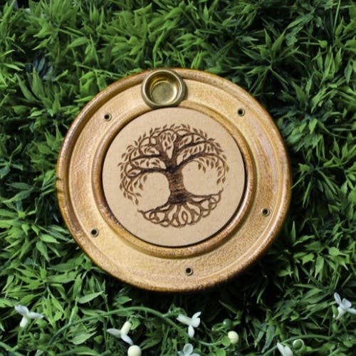 Brûleur d’Encens en Bois – Arbre de Vie • 10 cm