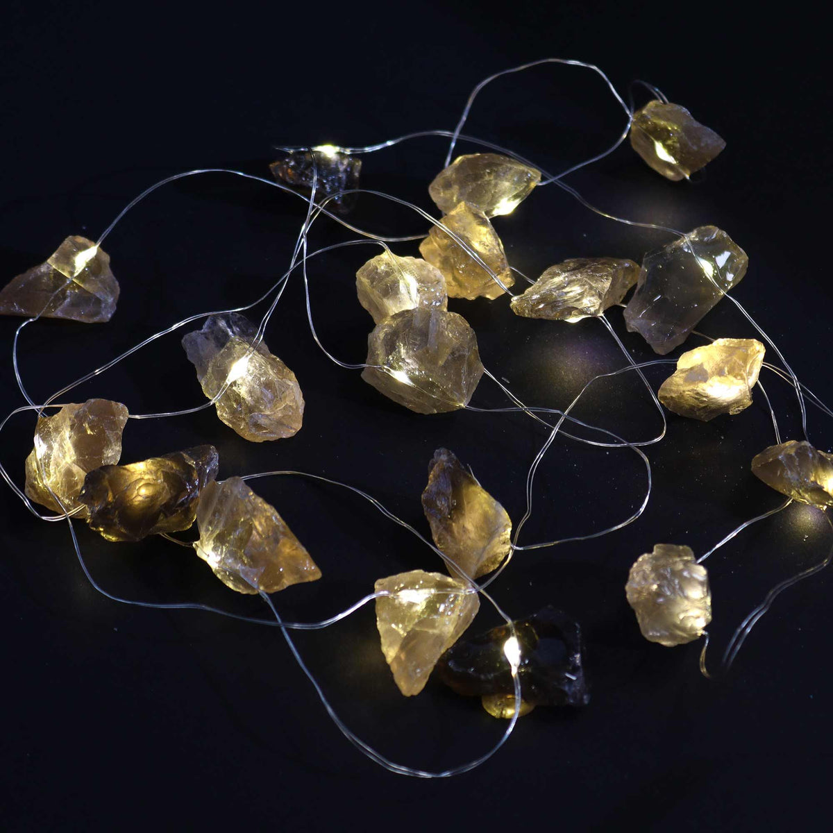 Guirlande Lumineuse en Citrine – Pierres Naturelles, 2,27 m USB