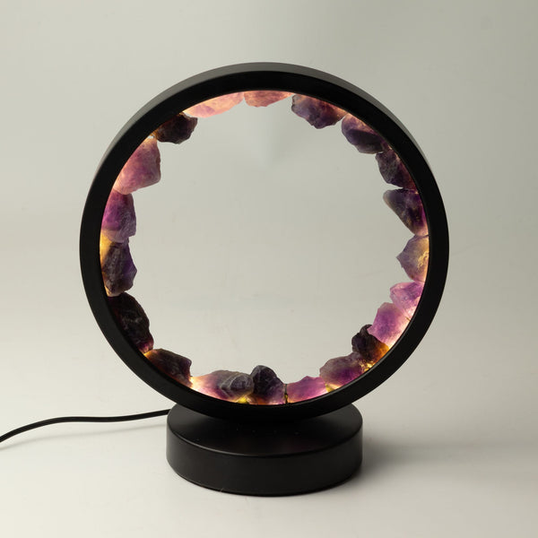Lampe Halo en Améthyste Brute – Cercle Lumineux USB
