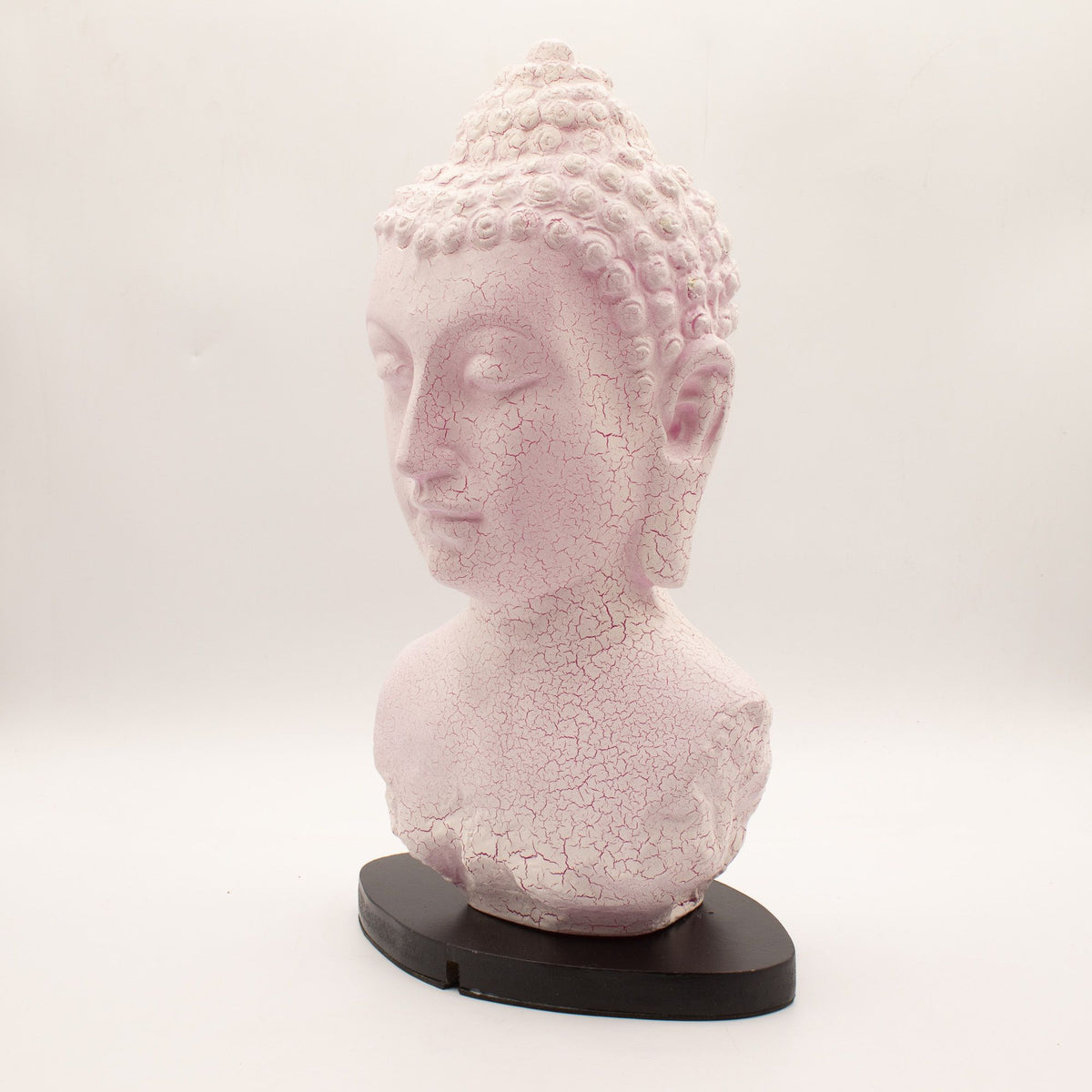 Lampe Buste de Bouddha – Abat-jour Craquelé Rose, 32 cm