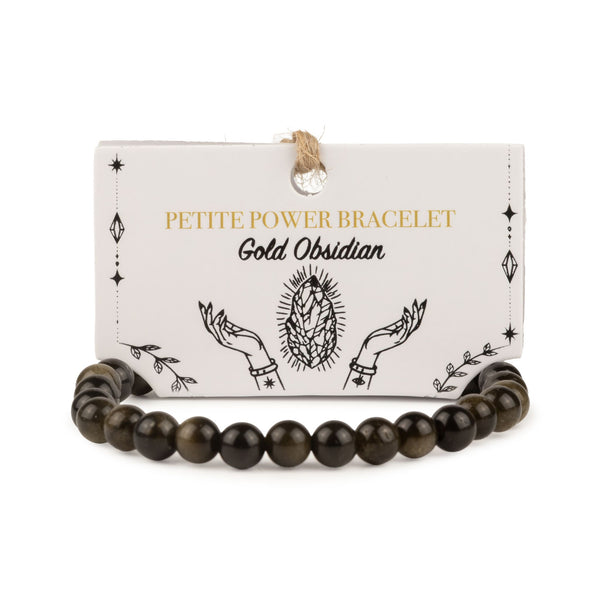 Bracelet Obsidienne Dorée Perles 6 mm – Élastique, 17 cm