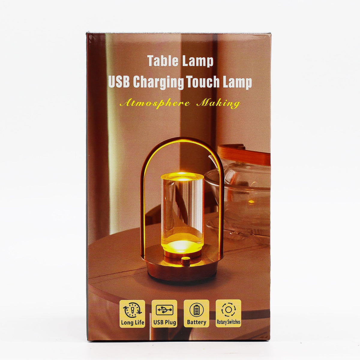 Lampe Lanterne en Verre Tactile – Veilleuse Rechargeable USB-C