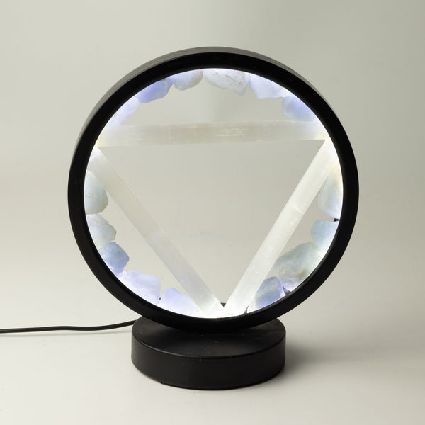 Lampe Halo Aigue-Marine & Sélénite – Symbole Eau