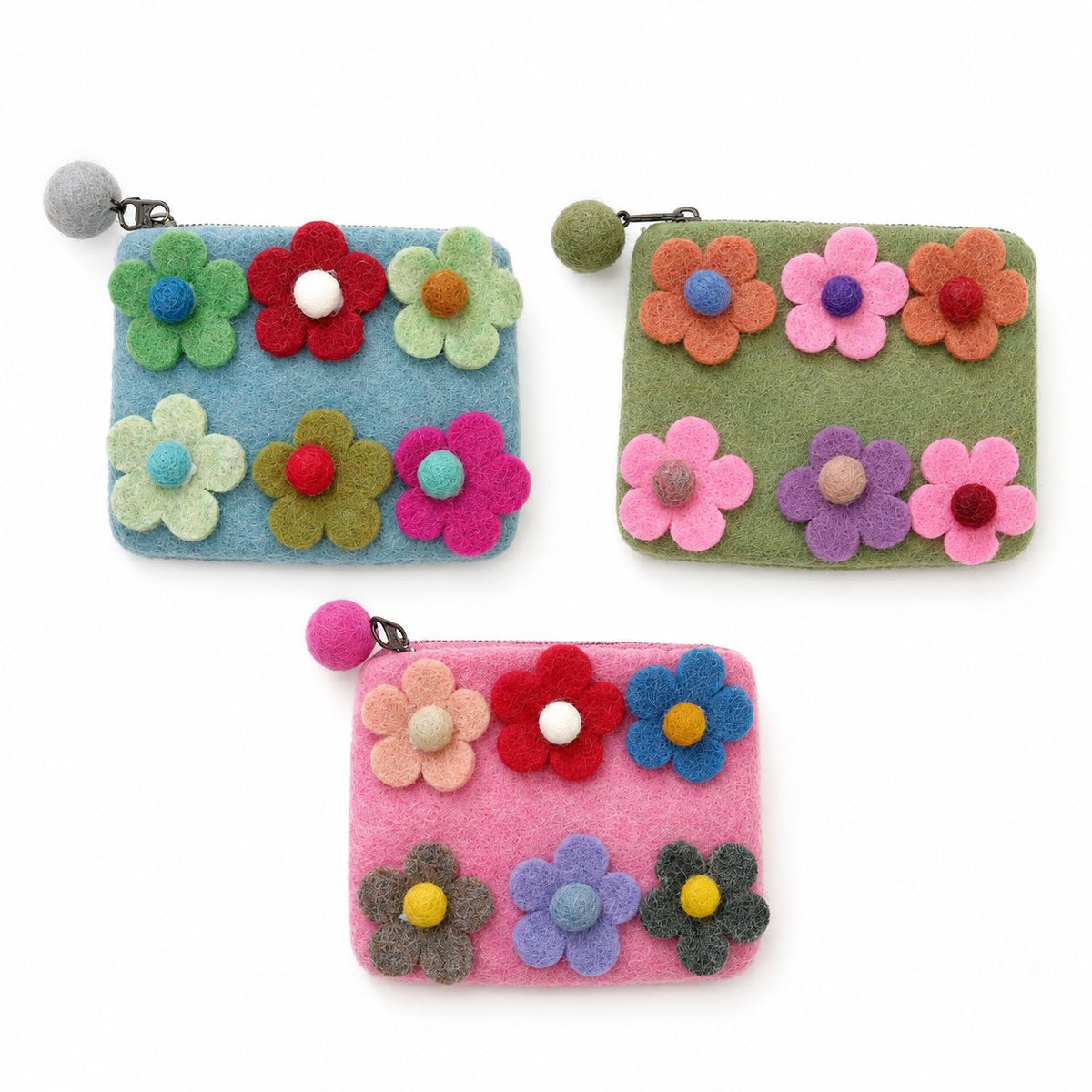 Lot de 3 Trousses en Feutre – Six Fleurs