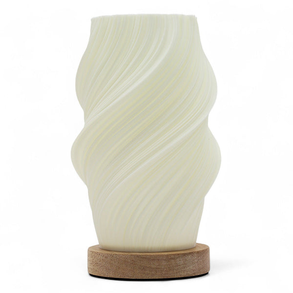 Lampe de Chevet Nuage Torsadé – Veilleuse USB-C à Socle Bois
