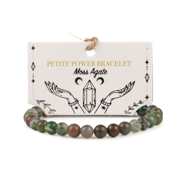 Bracelet Agate Mousse Perles 6 mm – Élastique, 17 cm