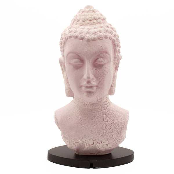 Lampe Buste de Bouddha – Abat-jour Craquelé Rose, 32 cm