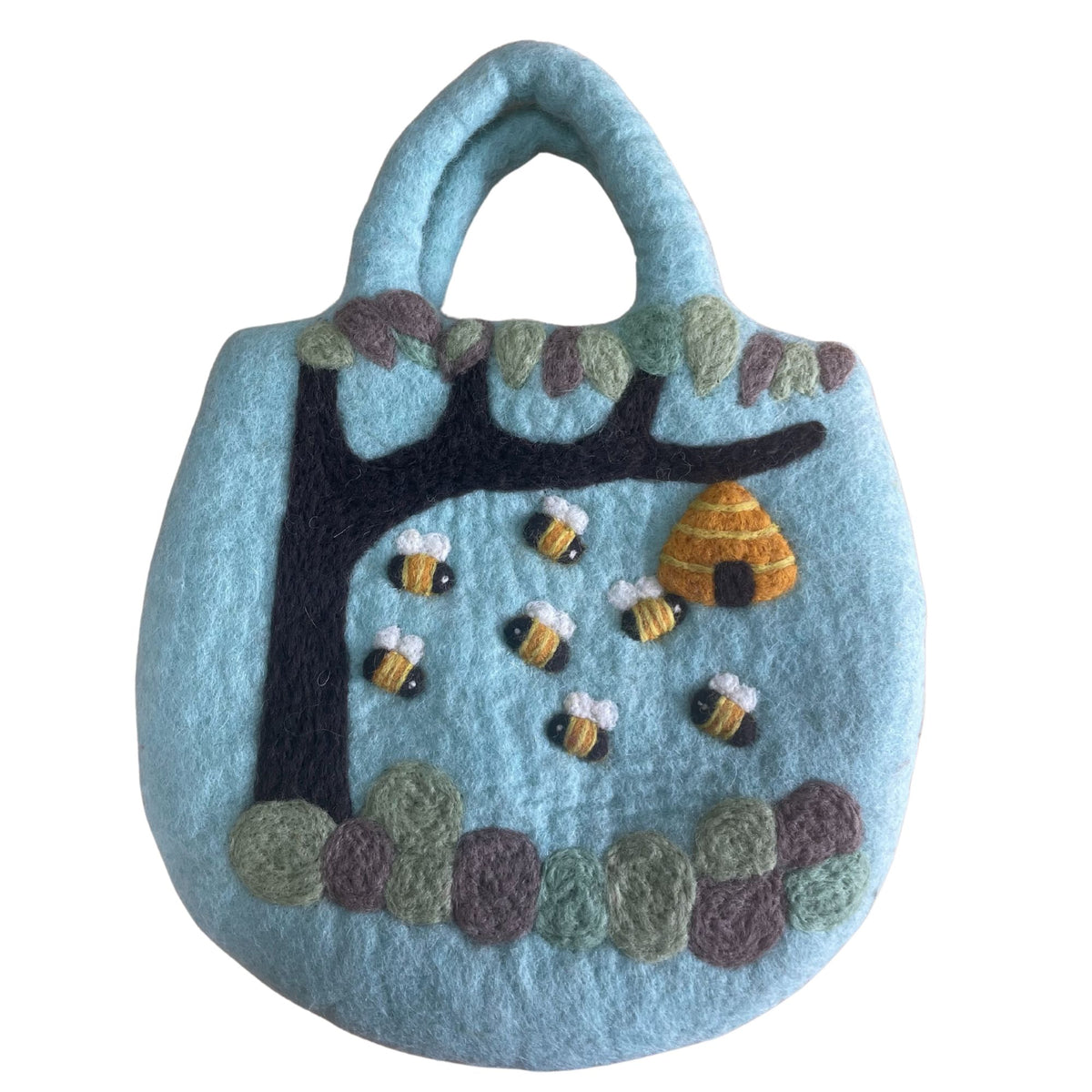 Sac en Feutre Arbre & Ruche – Feutré à l'Eau, 35 × 27 cm
