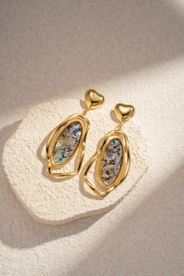 Boucles d'Oreilles Nacre & Abalone Dorées – Acier Inoxydable Éclat Océanique