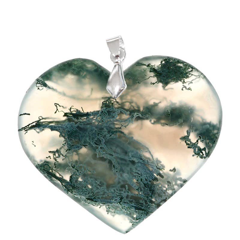 Pendentif Agate Mousse de Madagascar Cœur