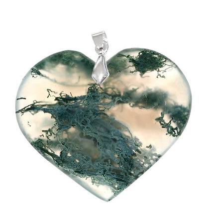 Pendentif Agate Mousse de Madagascar Cœur