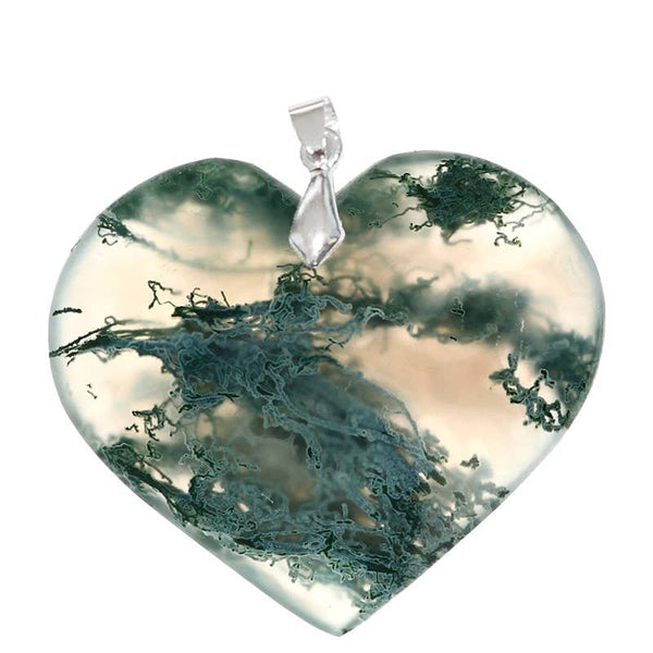 Pendentif Agate Mousse de Madagascar Cœur