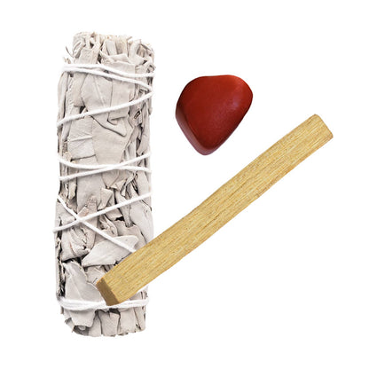Ensemble de Sauge Blanche, Jaspe Rouge et Palo Santo