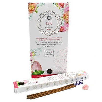 Encens Goloka Manifestations – Douceur & Amour à la Rose avec Quartz Rose