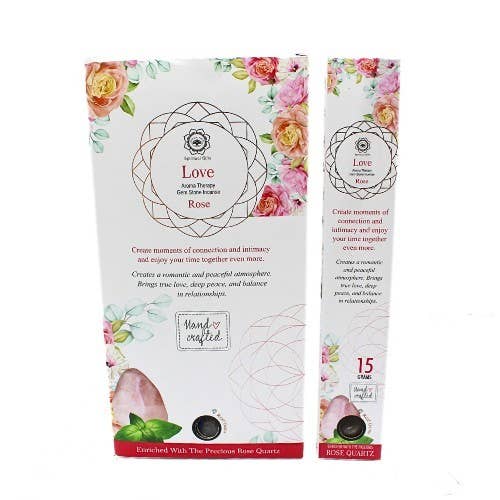 Encens Goloka Manifestations – Douceur & Amour à la Rose avec Quartz Rose - vue 2