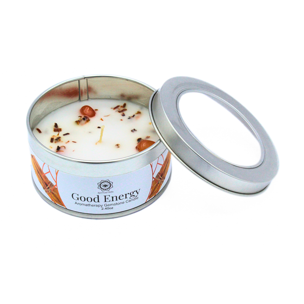 Bougie Parfumée Pierre Précieuse – Arbre Vert Bonne Énergie au Palo Santo (70 g)