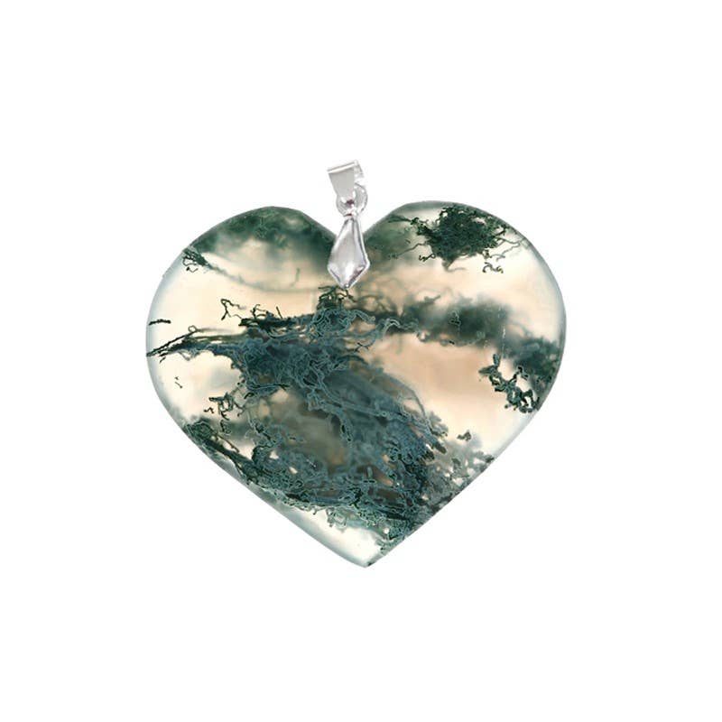 Pendentif Agate Mousse de Madagascar Cœur