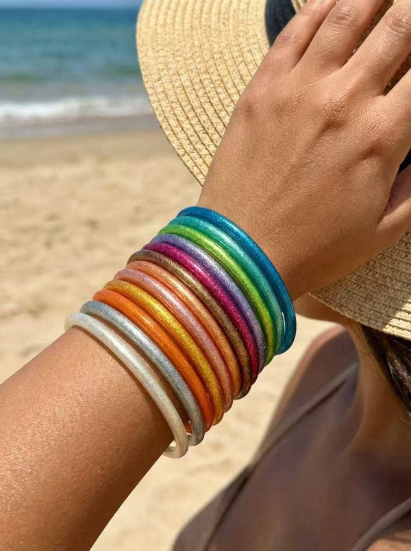 Bracelet Jonc Bouddhiste Pailleté – Coloris au Choix Léger & Lumineux