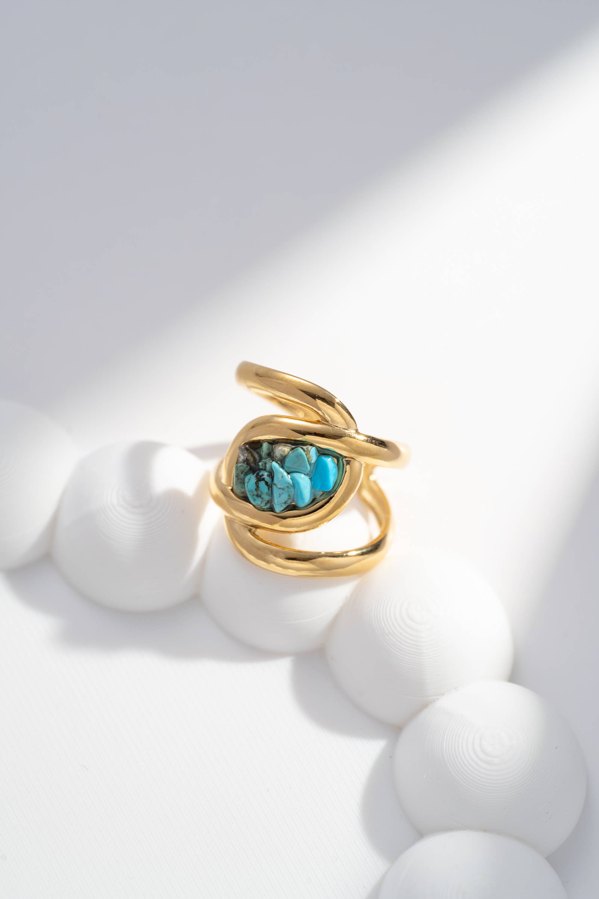 Bague chic tendance en acier inoxydable ornée pierre naturel