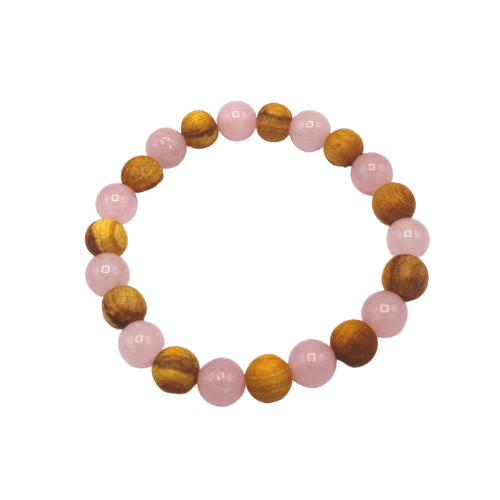 Bracelet Palo Santo et quartz rose