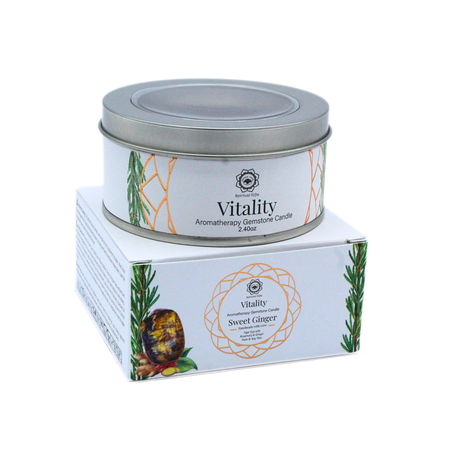 Bougie Parfumée Pierre Précieuse – Vitalité Gingembre Doux (70 g)