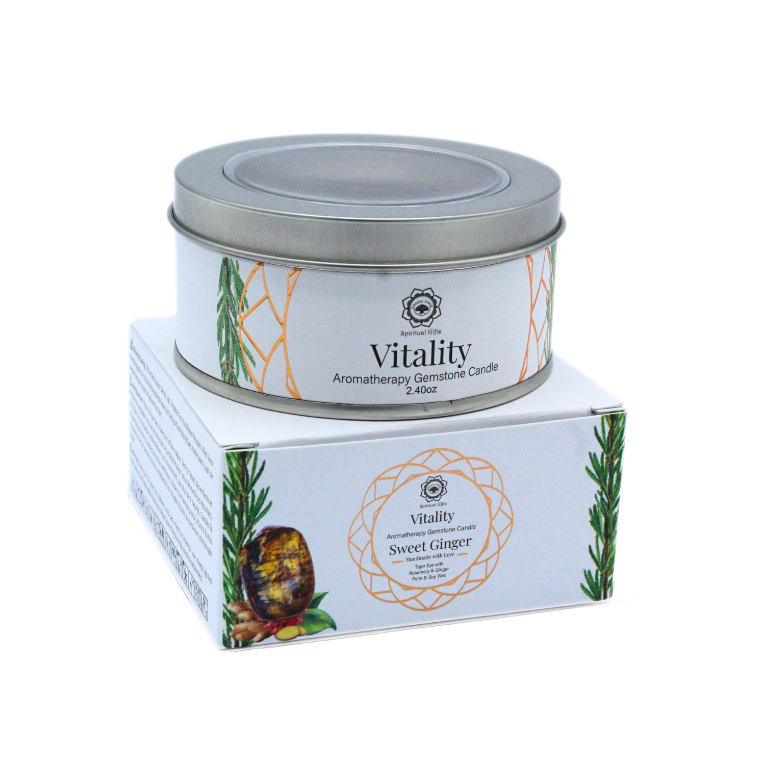 Bougie Parfumée Pierre Précieuse – Vitalité Gingembre Doux (70 g)