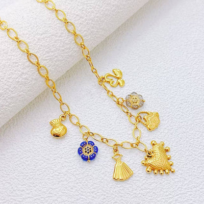 Collier Multi Charms Symboliques Doré – Acier Inoxydable • Style Bohème Chic