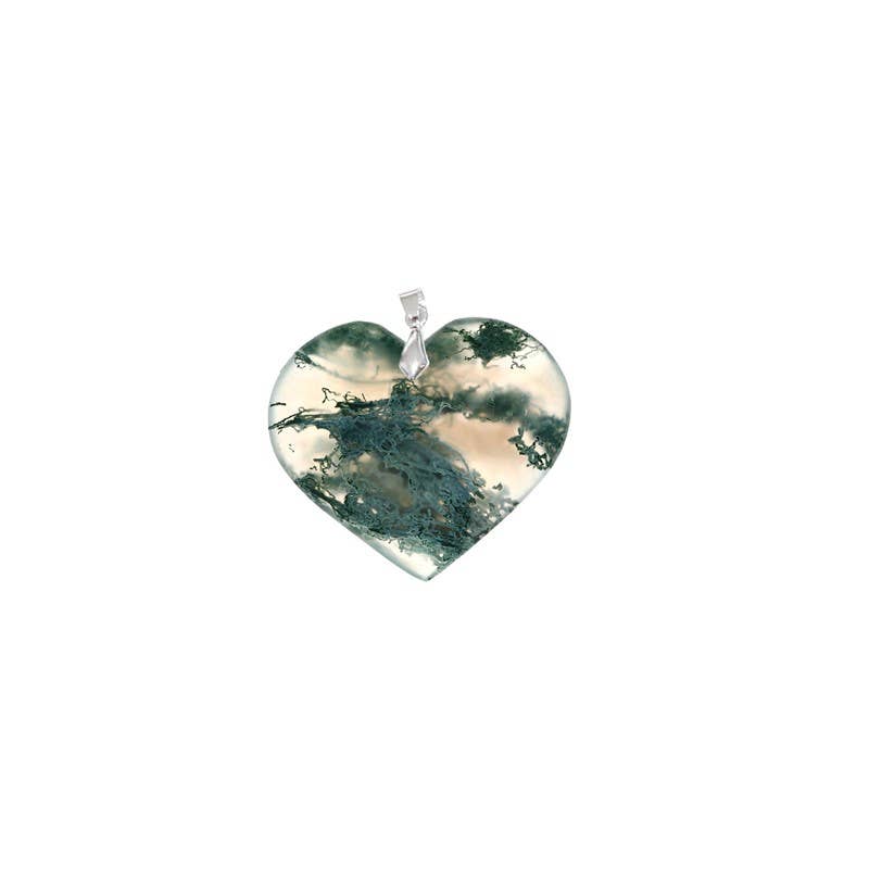 Pendentif Agate Mousse de Madagascar Cœur