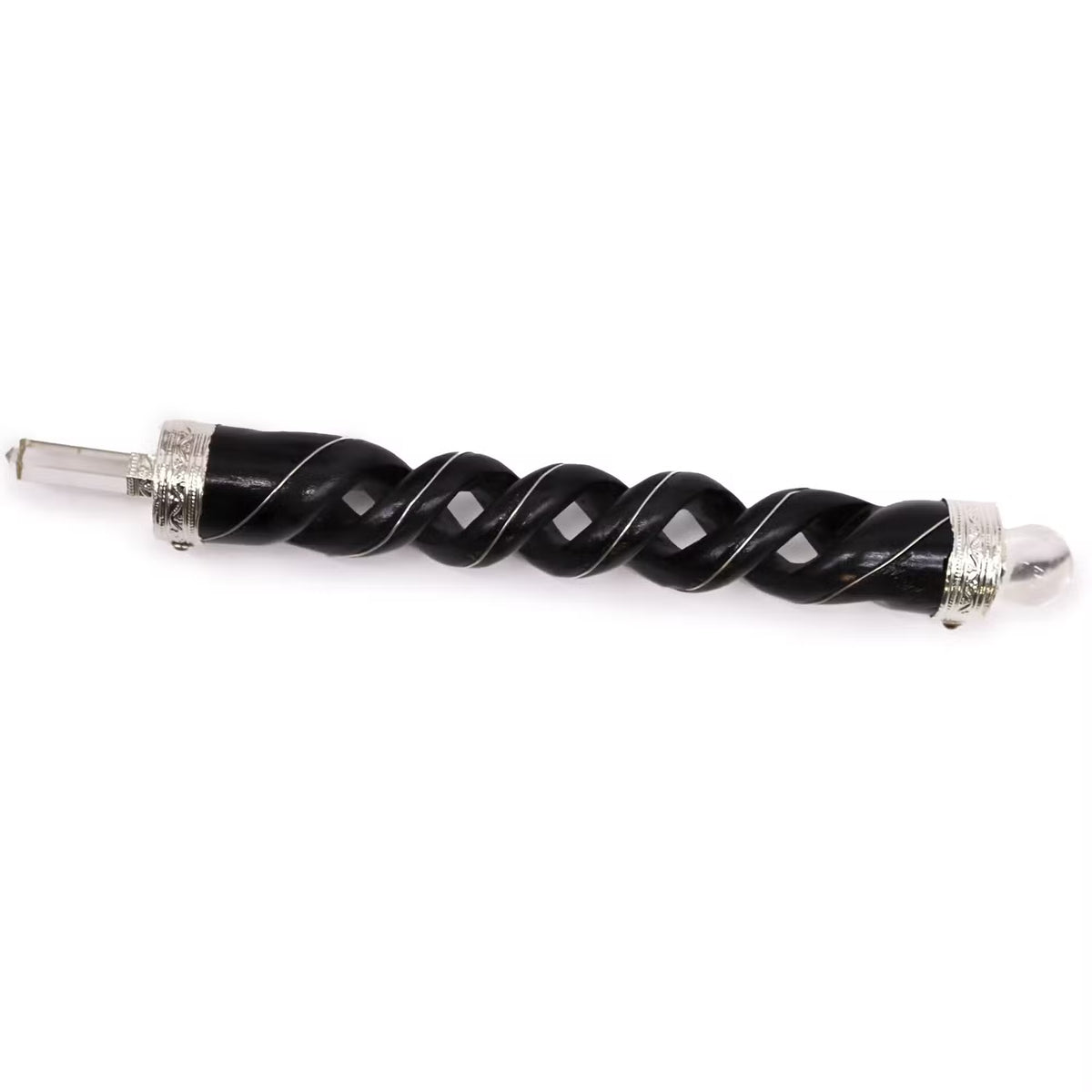 Bâton de Rituel en Bois Sculpté en Spirale – 21 cm