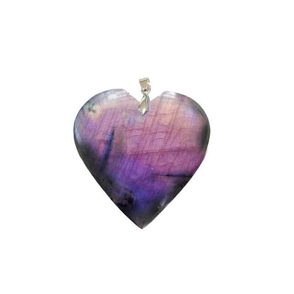 Pendentifs Labradorite Grise Reflets Violet Cœur
