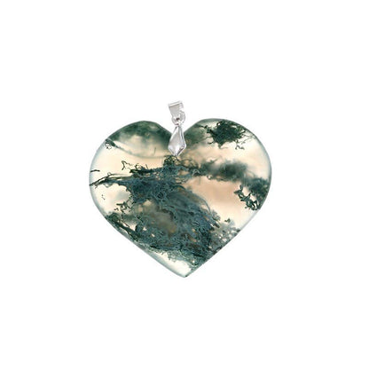 Pendentif Agate Mousse de Madagascar Cœur