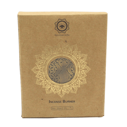 Brûleur d’Encens en Bois – Déesse & Fleur de Vie • 10 cm
