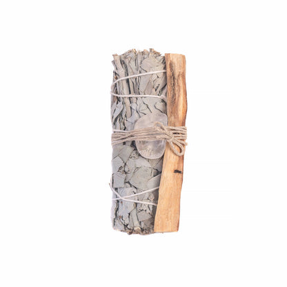 Ensemble de Sauge Blanche, Quartz Clair Lisse et Palo Santo
