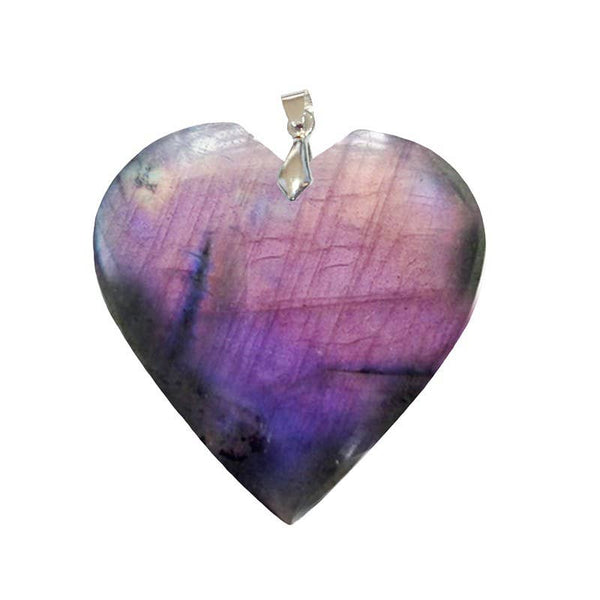 Pendentifs Labradorite Grise Reflets Violet Cœur