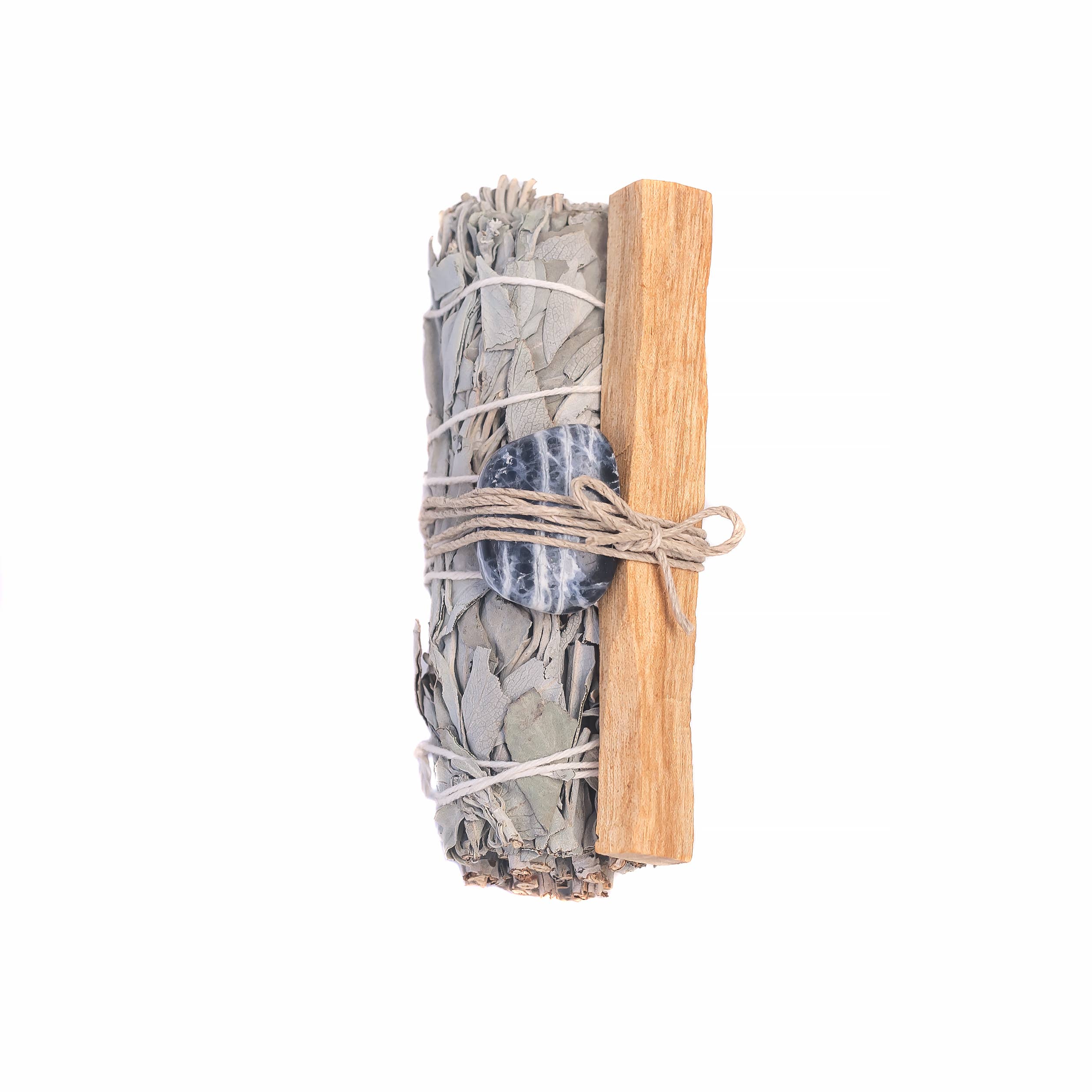 Ensemble Sauge Blanche, Cristal de Sodalite et Bâton de Palo Santo