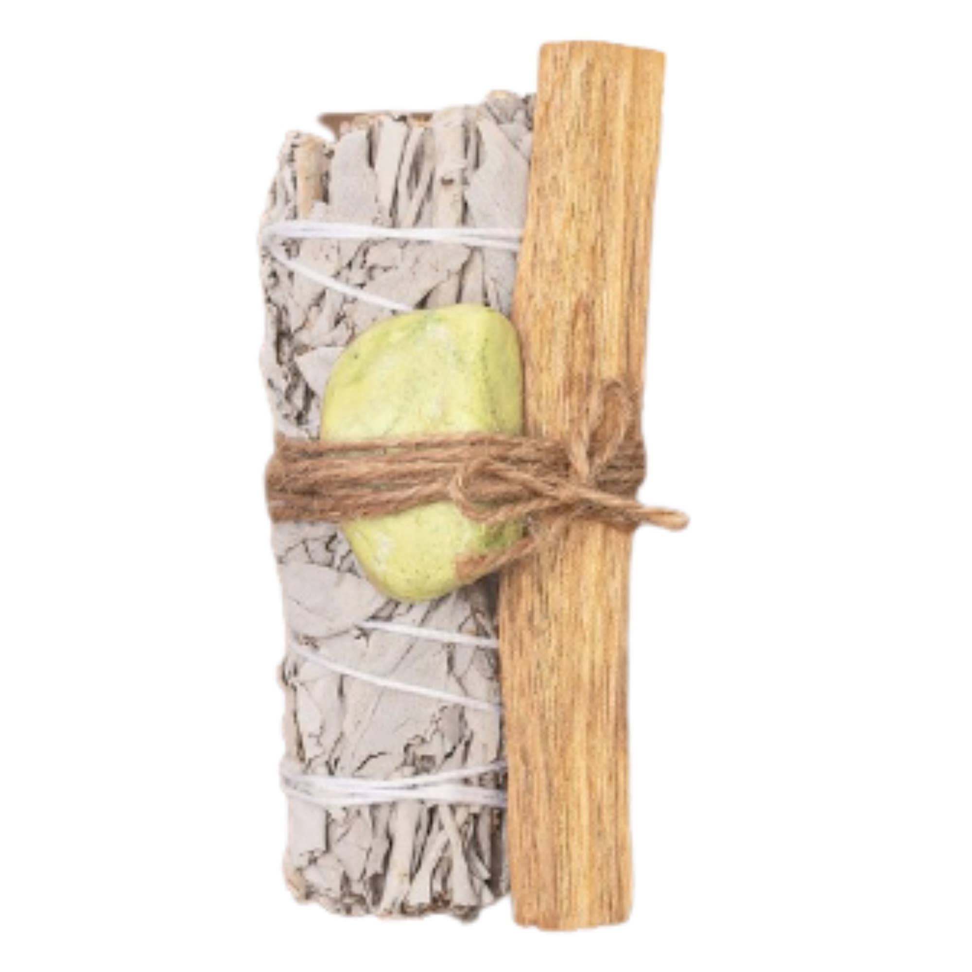 Ensemble de Sauge Blanche, Cristal de Serpentine et Palo Santo