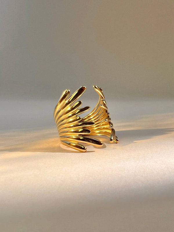 Bague Sculpturale Ajustable Dorée – Acier Inoxydable Design Ajouré Contemporain