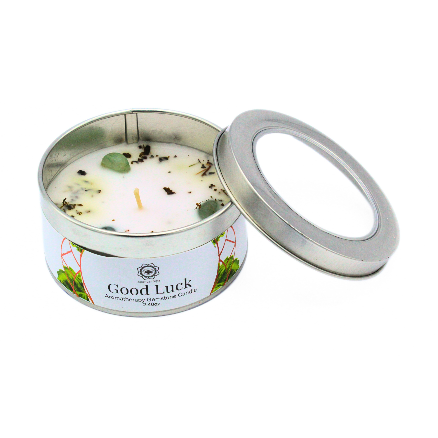 Bougie Parfumée Pierre Précieuse – Arbre Vert Porte-Bonheur au Patchouli (70 g)