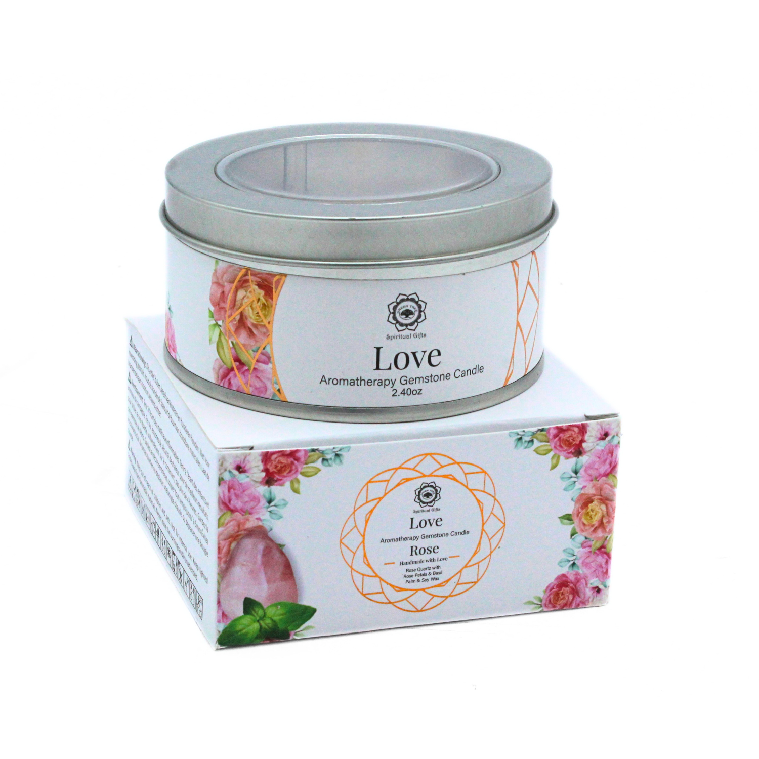 Bougie Énergétique Arbre Vert – Amour & Douceur à la Rose (70 g)