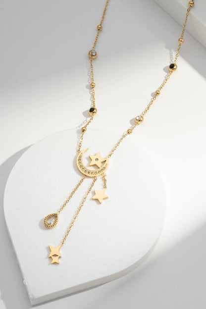 Collier Lune & Étoiles Céleste Doré – Acier Inoxydable Mystère & Poésie - vue 3