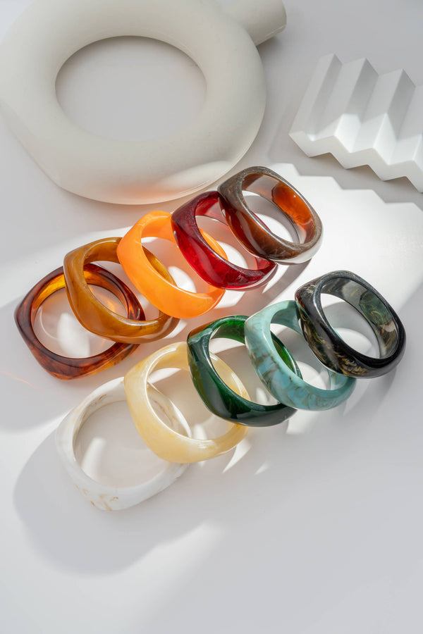 Bracelet Jonc Effet Marbre Blanc – Résine Élégante Chic & Intemporel