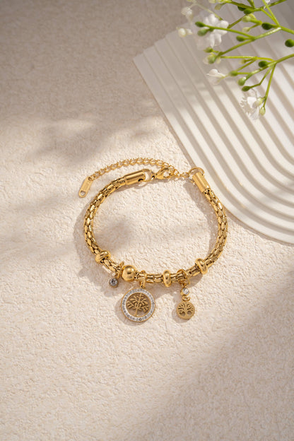 Bracelet Arbre de Vie Strass Doré – Acier Inoxydable Croissance & Équilibre - vue 3