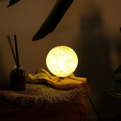 Lampe en Bois Flotté – Abat-jour Coton Crème Enveloppant, 31 cm