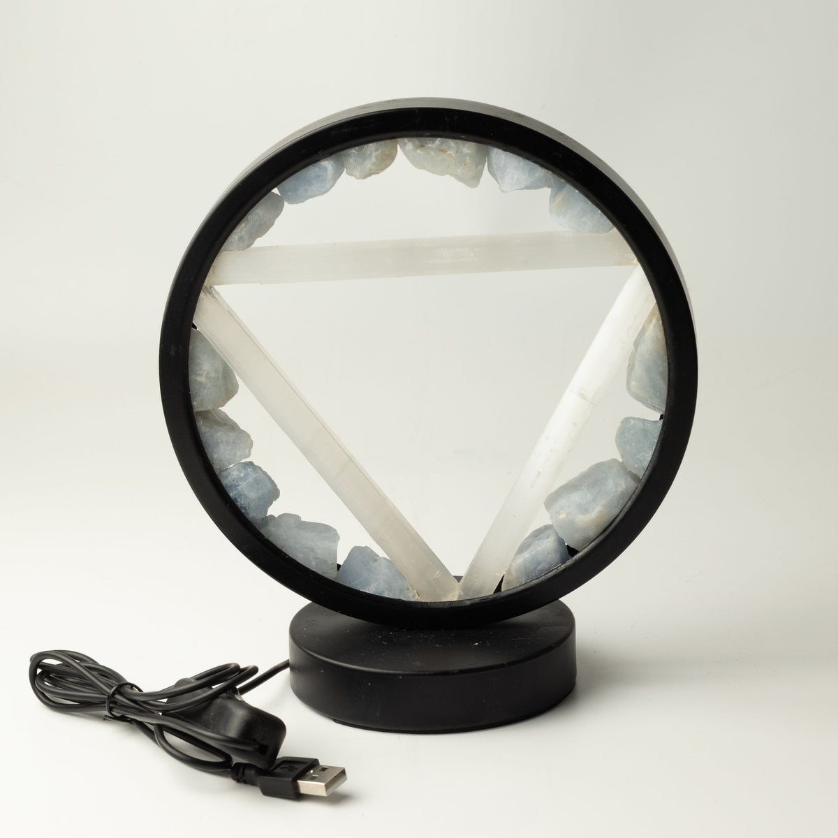 Lampe Halo Aigue-Marine & Sélénite – Symbole Eau