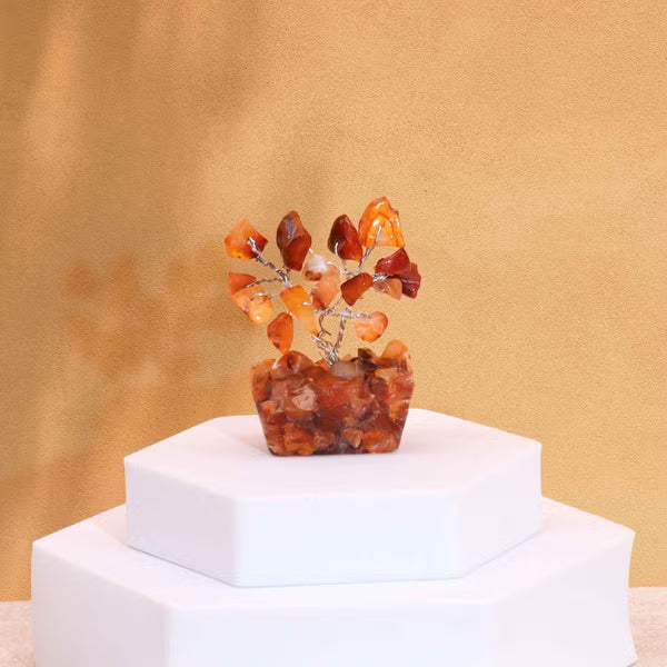 Mini arbre de cornaline sur base orgonite, 15 pierres